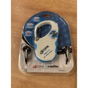 GPX FM Scan Key Chain Radio with Flashlight and Compass Blue White R1504TBLU NEW